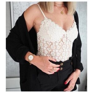 H&M Floral Crochet Bodysuit